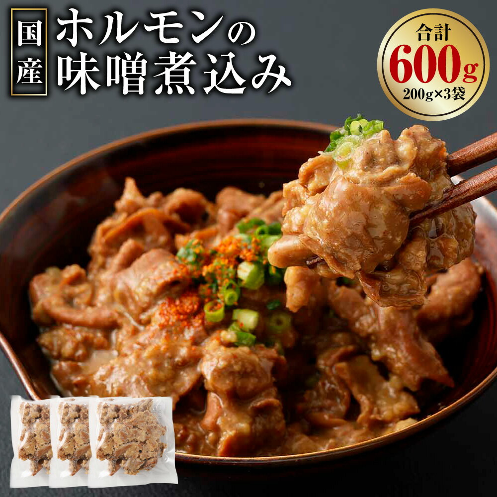 【ふるさと納税】国産 ホルモンの味噌煮込み 200g×3袋 計600g ホルモン モツ もつ モツ煮 もつ煮 味噌煮 みそ煮 味噌煮込み 味噌 豚 豚肉 惣菜 おかず 冷凍 簡単調理 熊本県 上天草市 送料無料