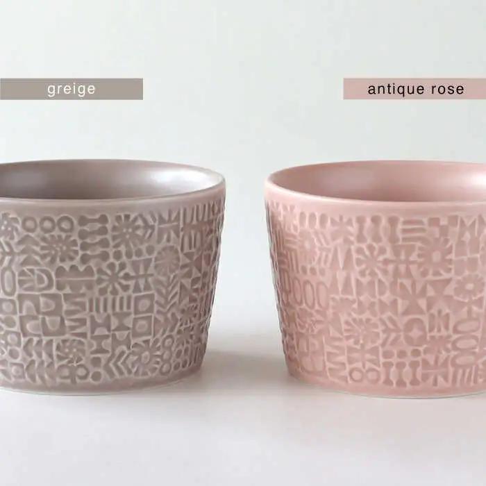 【波佐見焼】PATTERNED MUG ペア2色セット  greige＋antique rose 【BIRDS’ WORDS】[CF078]