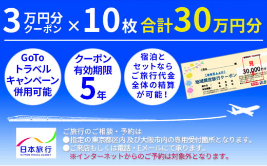 
日本旅行　地域限定旅行クーポン【300,000円分】
