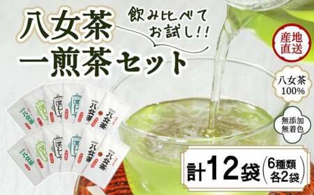 八女茶100％ 飲み比べも楽しいお試しセット12袋！ 急須１回分７gが12袋 【メール便】＜岩崎園製茶＞ 075-040