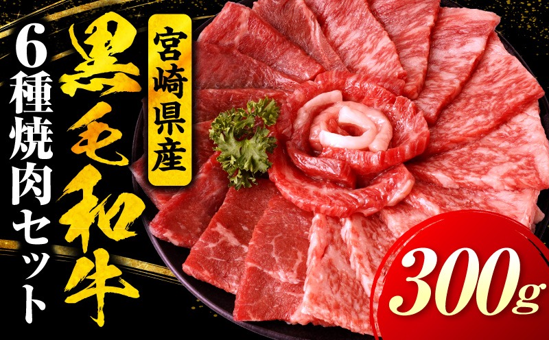 宮崎県産黒毛和牛(経産)6種焼肉セット 300g 黒毛和牛 牛肉 肉 サーロイン リブロース 肩ロース ウデ バラ モモ 焼肉 バーベキュー BBQ 濃厚 プレゼント 贈答 贈り物 ギフト_kn085-007-01