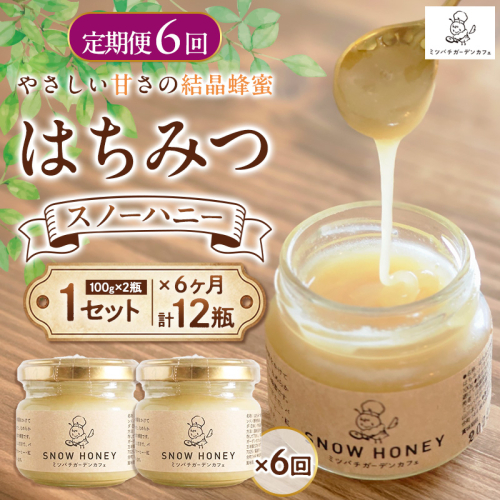 【定期便6ヶ月】【やさしい甘さの結晶蜂蜜】はちみつ「スノーハニー」(100g×2瓶)1セット はちみつ 蜂蜜 結晶はちみつ スノーハニー 天然はちみつ 家庭用 贈答用 山形県 山形市 FY26-099