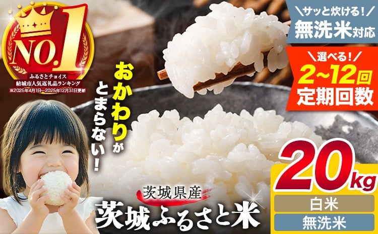 
                  米 茨城 ふるさと米 選べる 白米 無洗米 20kg 5kg×4袋 選べる定期回数 2回 3回 6回 9回 12回《申込月の翌月から出荷開始》茨城県 結城市 米 国産 お米 おこめ お弁当 おにぎり
                