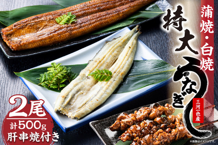 【土用の丑の日対応　二の丑7/25（木）入金まで】三河一色産　最高級うなぎセット 特大2尾（蒲焼・白焼各1尾）計500g（冷蔵配送）