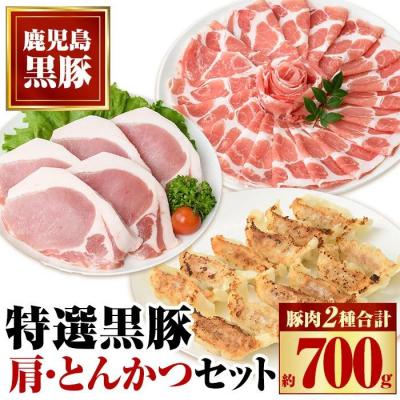 ふるさと納税 肝付町 特選黒豚　肩・とんかつセット!黒豚餃子(12個入)×1P付き　A02043