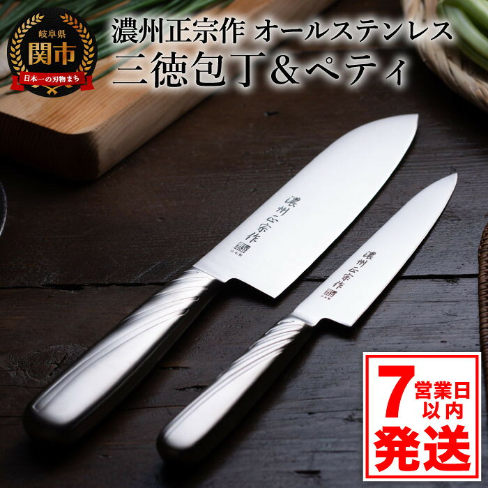 包丁 セット ステンレス ペティナイフ 万能包丁 濃州正宗作 関市 刃物 日本製 オールステンレス包丁2点セット 継ぎ目のない衛生的なステンレス一体型