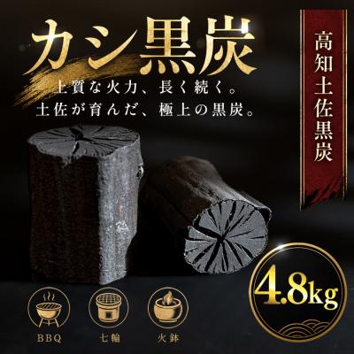 ふるさと納税 大月町 カシ黒炭 4.8kg 国産木炭 黒炭 BBQ バーベキュー 七輪 キャンプ 炭火焼き 樫100% 火