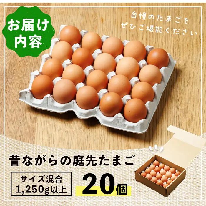 昔ながらの庭先たまご(20個・サイズ混合) 卵 玉子 たまご 平飼い 20個 濃厚 うまみ 卵かけご飯 目玉焼き 卵焼き ごはん おかず 【ファームあるむ】【A7152】