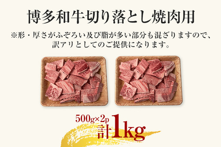訳あり【A4～A5】博多和牛焼肉切り落とし(肩ロース・バラ）1kg 黒毛和牛 お取り寄せグルメ お取り寄せ お土産 九州 福岡土産 取り寄せ グルメ MEAT PLUS CP022