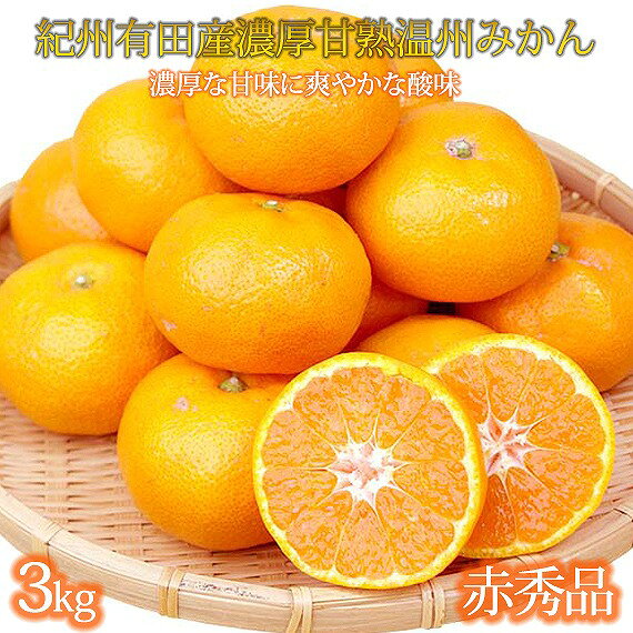 【ふるさと納税】赤秀品　紀州有田産濃厚完熟温州みかん　3kg（MサイズまたはSサイズ）［2026年11月下旬以降発送］［先行予約］［UT12］