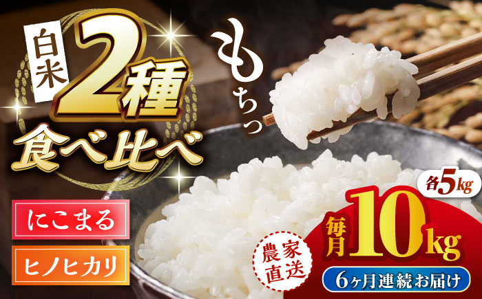 
            【6回定期便】 【数量限定】ヒノヒカリ・にこまる 白米 食べ比べ 計10kg（5kg×2袋）【竹下農園】 [ZEL012]
          