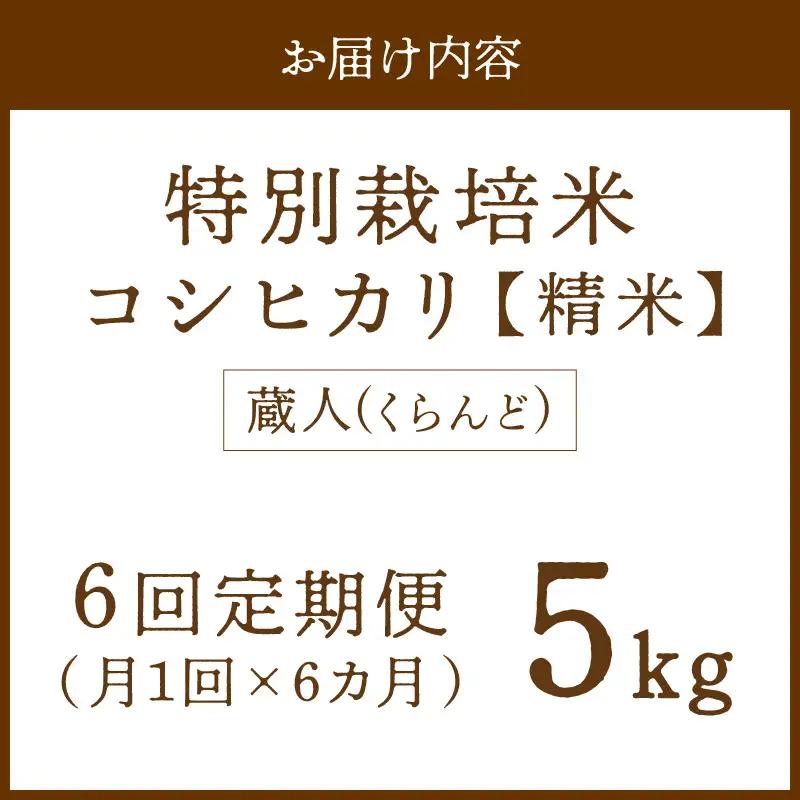 【定期便6回】令和8年産 特別栽培米コシヒカリ 蔵人（くらんど） 精米5kg