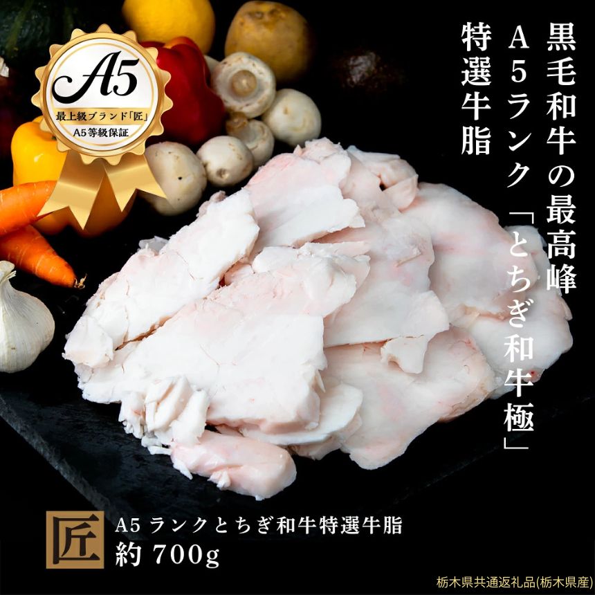 【ふるさと納税】とちぎ和牛 匠 A5 牛脂 約 700g ｜ 国産 和牛 牛 肉 生産者 認定 銘柄 A5 旨味 うまみ きめ細かい 品質 柔らかく 芸術品 特産品 栃木県 真岡市 送料無料 栃木県共通返礼品（栃木県産）