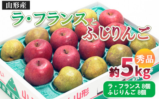 
山形市産 ふじりんご・ラ・フランス 詰合せ 5kg FZ20-522
