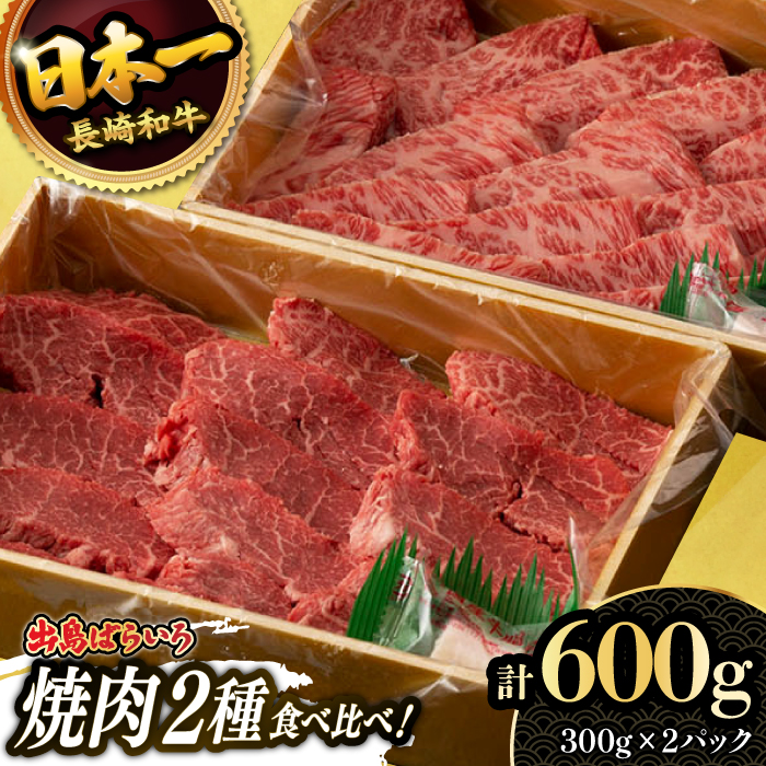 【限定生産】特選 焼肉 2種盛り 長崎和牛 出島ばらいろ ロース カルビ カタロース モモ 計600g（300g×2パック）/ 大村市 / ゆいまーる [ACBV004]_イメージ1