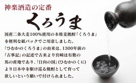 麦焼酎　神楽酒造の定番　くろうま20度1800ml×3本＜1.6-27＞