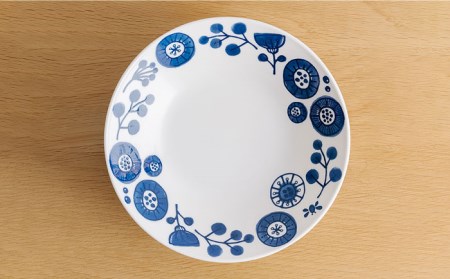 【美濃焼】メランコリコシリーズ プレートL 5枚 セット【うつわやさんーカネ忠】 食器 食器セット 皿 お皿 プレート 大皿 パスタ皿 カレー皿 深皿 花 フラワー ブルー ネイビー 送料無料 [MB
