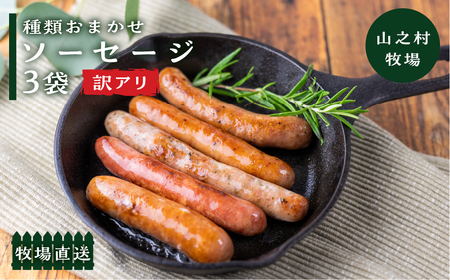 【訳あり】燻製ソーセージ おまかせ3袋セット / 訳あり ソーセージ 山之村 [AU010]