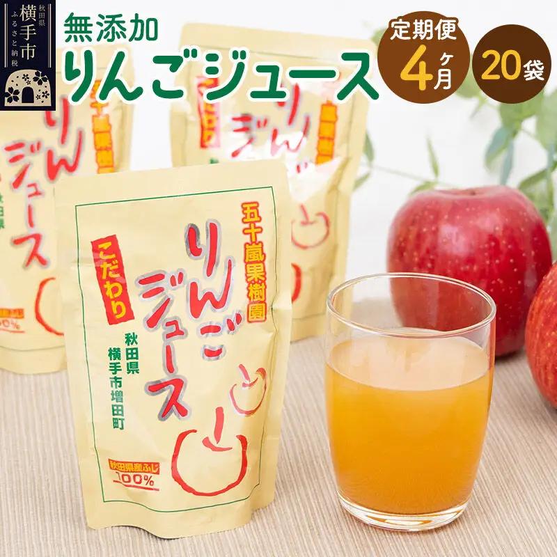 《定期便4ヶ月》無添加りんごジュース（サンふじ）20パック