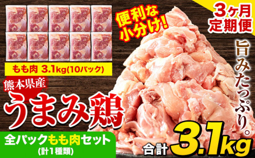 【3ヶ月定期便】鶏肉 うまみ鶏 全パックもも肉セット(計1種類) 計3.1kg 若鶏 冷凍 小分け《お申込み翌月から出荷》