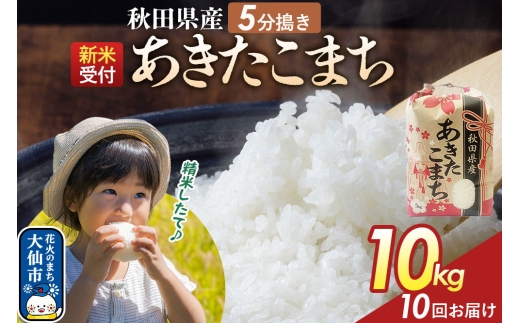 《令和8年産新米予約》 《定期便10ヶ月》【5分搗き】あきたこまち 10kg（5kg×2） 秋田県産 こまちライン 秋田県 大仙市産 [秋田 お米 米どころ あきたこまち こまちライン]
