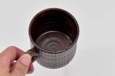 京焼「新羅釉木賊紋マグカップ」【黒】1個〈マグカップ 食器 工芸品