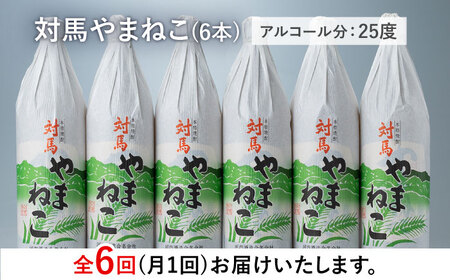 【全6回定期便】麦米焼酎 対馬やまねこ 900ml 6本 酒 お酒 地酒  [WAN034]