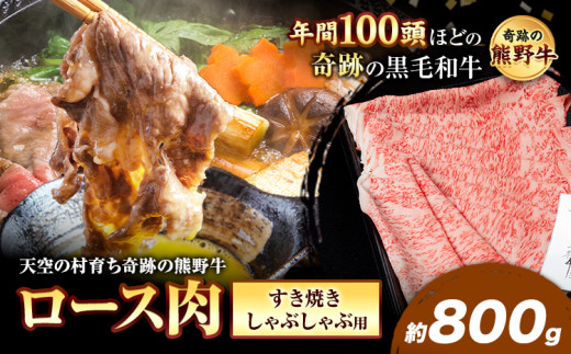 熊野牛 ロースすき焼きしゃぶしゃぶ用 約800g 有限会社松牛《30日以内に出荷予定(土日祝除く)》 和歌山県 岩出市 希少 肉 牛肉 熊野牛 送料無料 しゃぶしゃぶ ロース すき焼き
