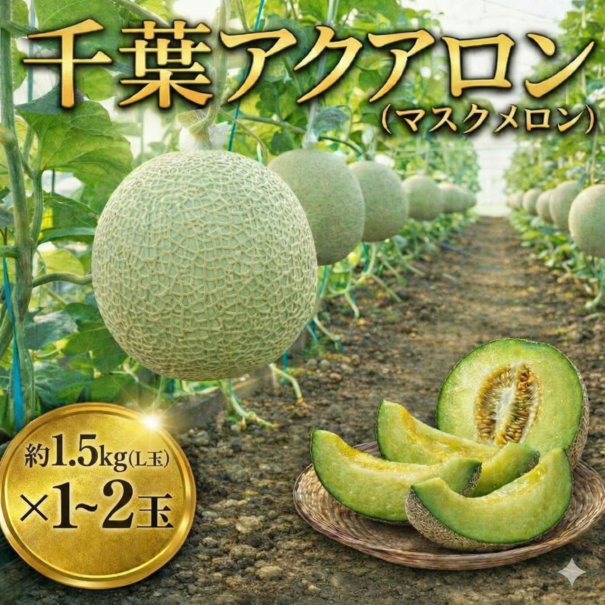 【ふるさと納税】 千葉 アクアメロン 約1.5kg（ L玉 ） × 1玉~2玉 メロン めろん マスクメロン ますくめろん くだもの フルーツ ふるーつ L玉 Lサイズ 大玉 甘い 温室メロン ジューシー 贈答用 ギフト デザート 高糖度 アールスメロン 戸田メロン 千葉県 東金