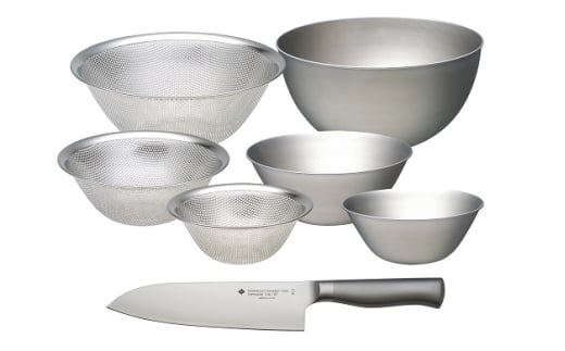キッチンナイフ18cm & ボウル・パンチング6点 セット FC050096
