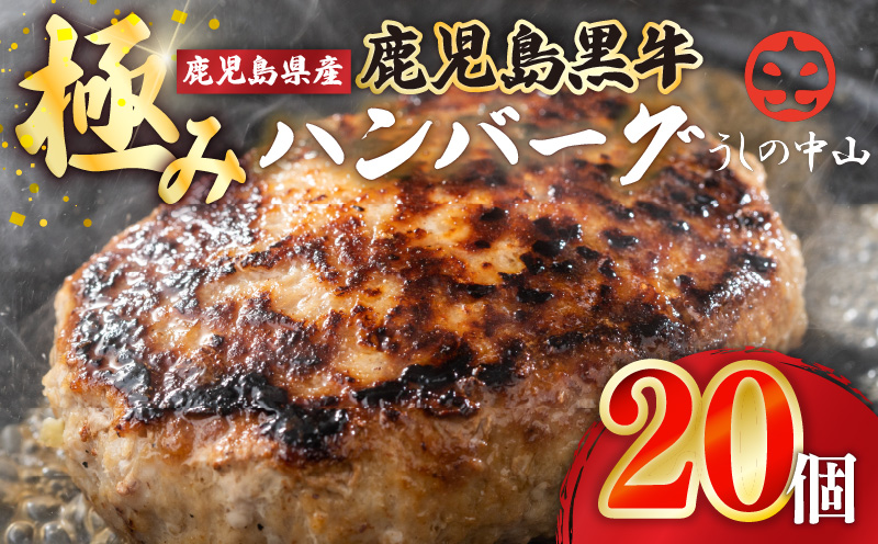 鹿児島県産『鹿児島黒牛』A5ランク　極めたハンバーグ20個【うしの中山】