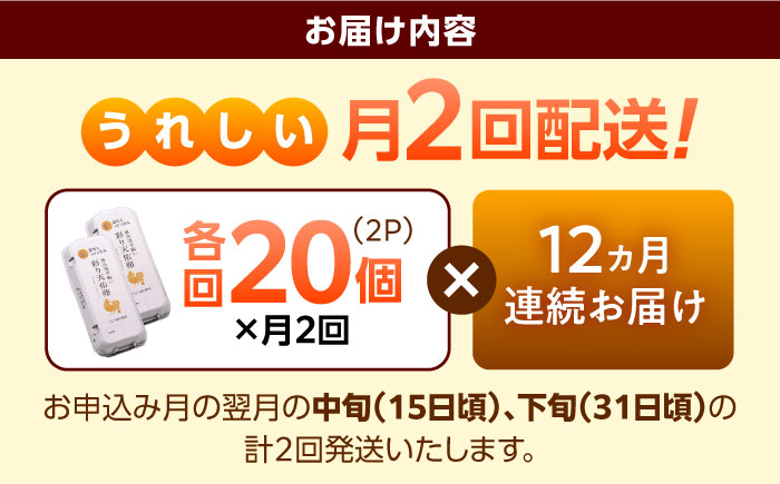 《月2回 × 20個 12ヶ月コース》 たたらの里平飼い 彩り天佑卵 全24回定期便 島根県雲南市/株式会社たなべたたらの里（たなべ森の鶏舎）｜たまご 卵 放牧卵 平飼い卵 新鮮 国産 定期便 [AI
