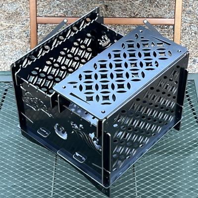 ふるさと納税 高松市 3WAY焚火BOX和柄スタンダードセット(五徳4本付属)+ グリル鉄板S4.5ミリ厚(オプション品)