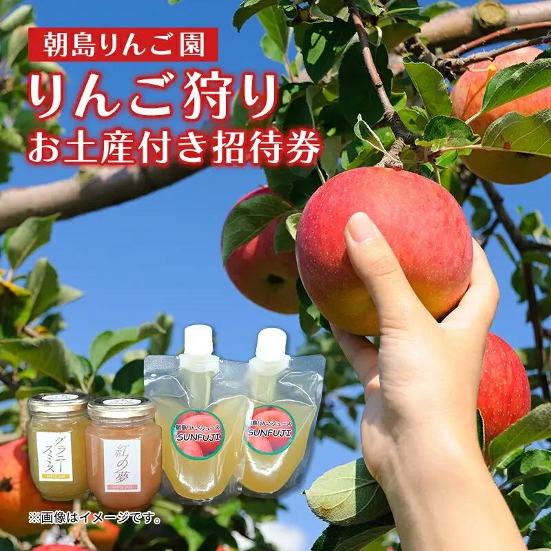 【先行予約】りんご狩り 体験 招待券 お土産付 りんご3kg ジャム200g×2 ジュース190ml×2 朝島観光りんご園 asashima009 体験