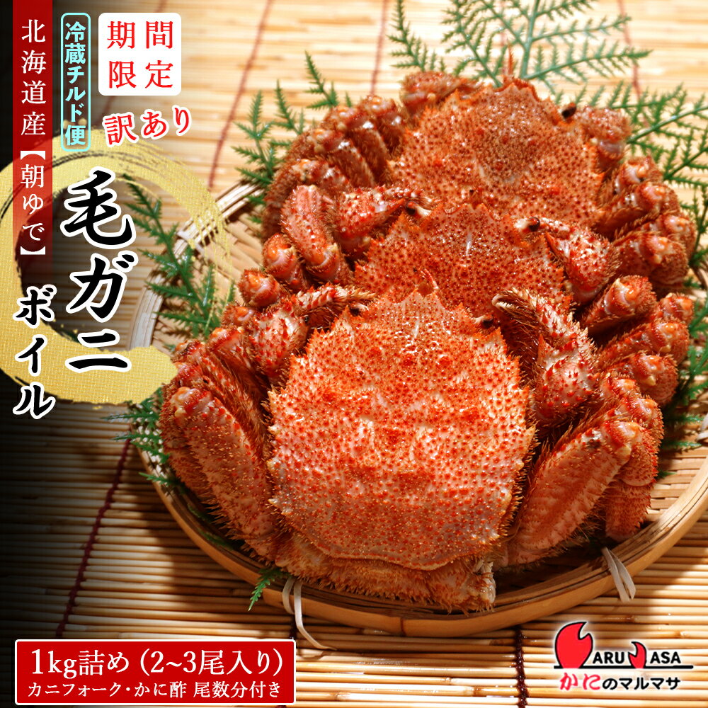 【ふるさと納税】送料無料 北海道産【朝ゆで】訳あり毛がに 1.0kg詰 道産品 毛蟹 毛ガニ カニ 蟹 規格外品 不揃い 訳アリ 訳有り 理由アリ B級グルメ