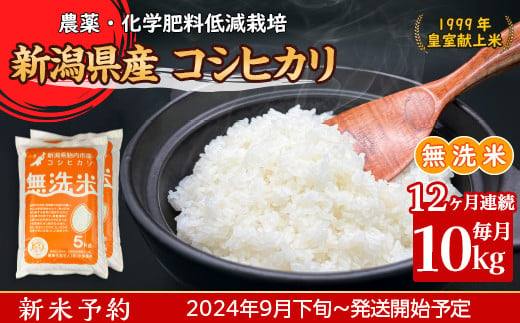 16-M10Z【12ヶ月連続お届け】新潟県胎内市産コシヒカリ【無洗米】10kg（5kg×2袋）