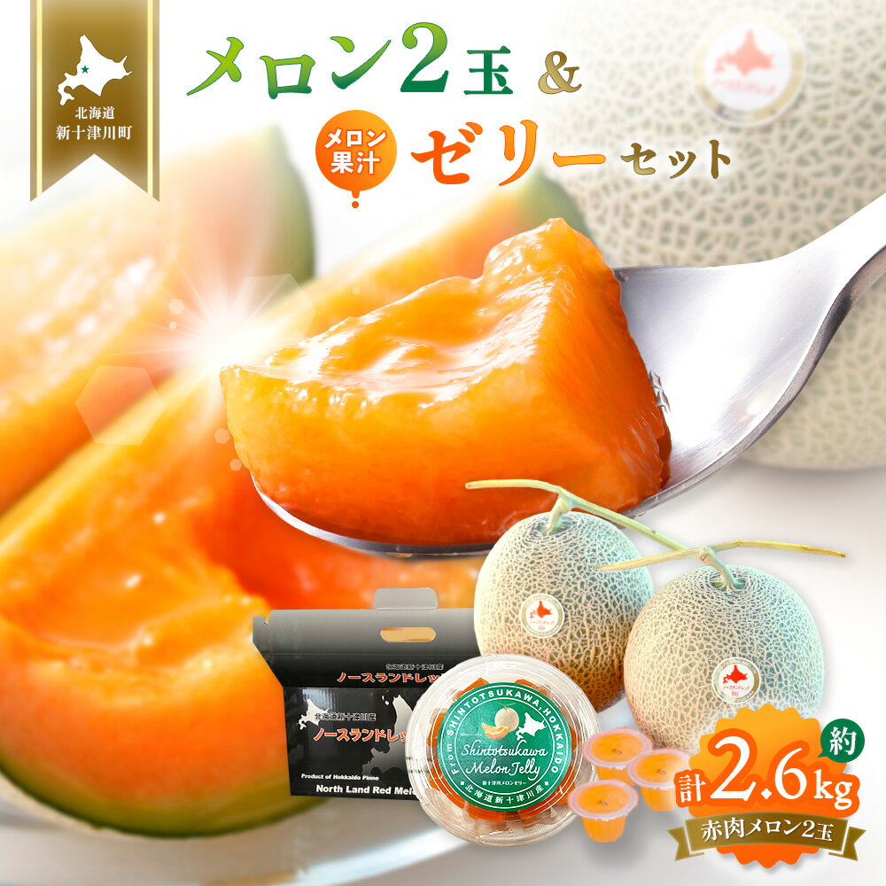 【ふるさと納税】【数量限定】赤肉メロン2玉・ミニメロンゼリーセット【令和8年7月～8月上旬発送】| メロン 赤玉 セット メロンゼリー デザート 果物 フルーツ 赤肉メロン ワンストップ オンライン申請 ふるさと納税 北海道 新十津川 新十津川町【1201706】