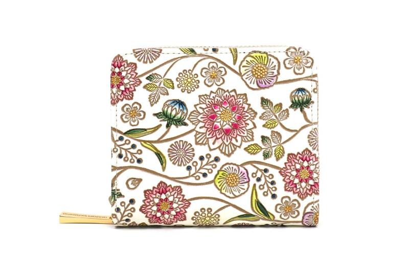 【文庫屋大関】二つ折りファスナーミニ財布 ダリア＜ベリーピンク＞【皮革工芸品】財布 二つ折り 小物 お札 カード 小銭 コンパクト 牛革 手作り 日本製 墨田区 東京都