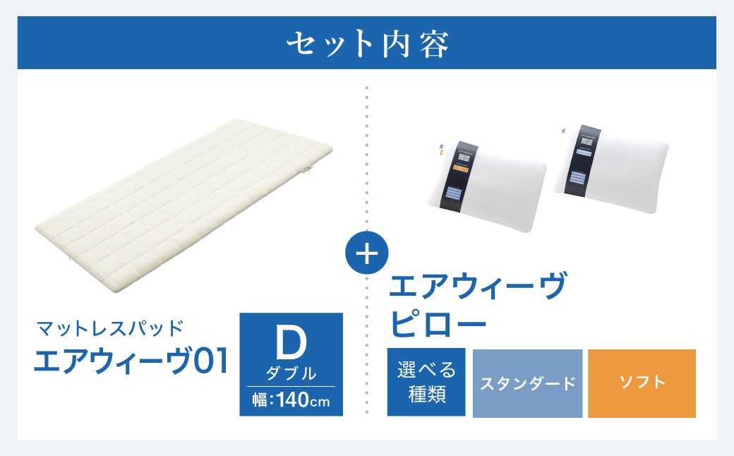 エアウィーヴ 01 ダブル × ピロー （スタンダード / ソフト ） セット