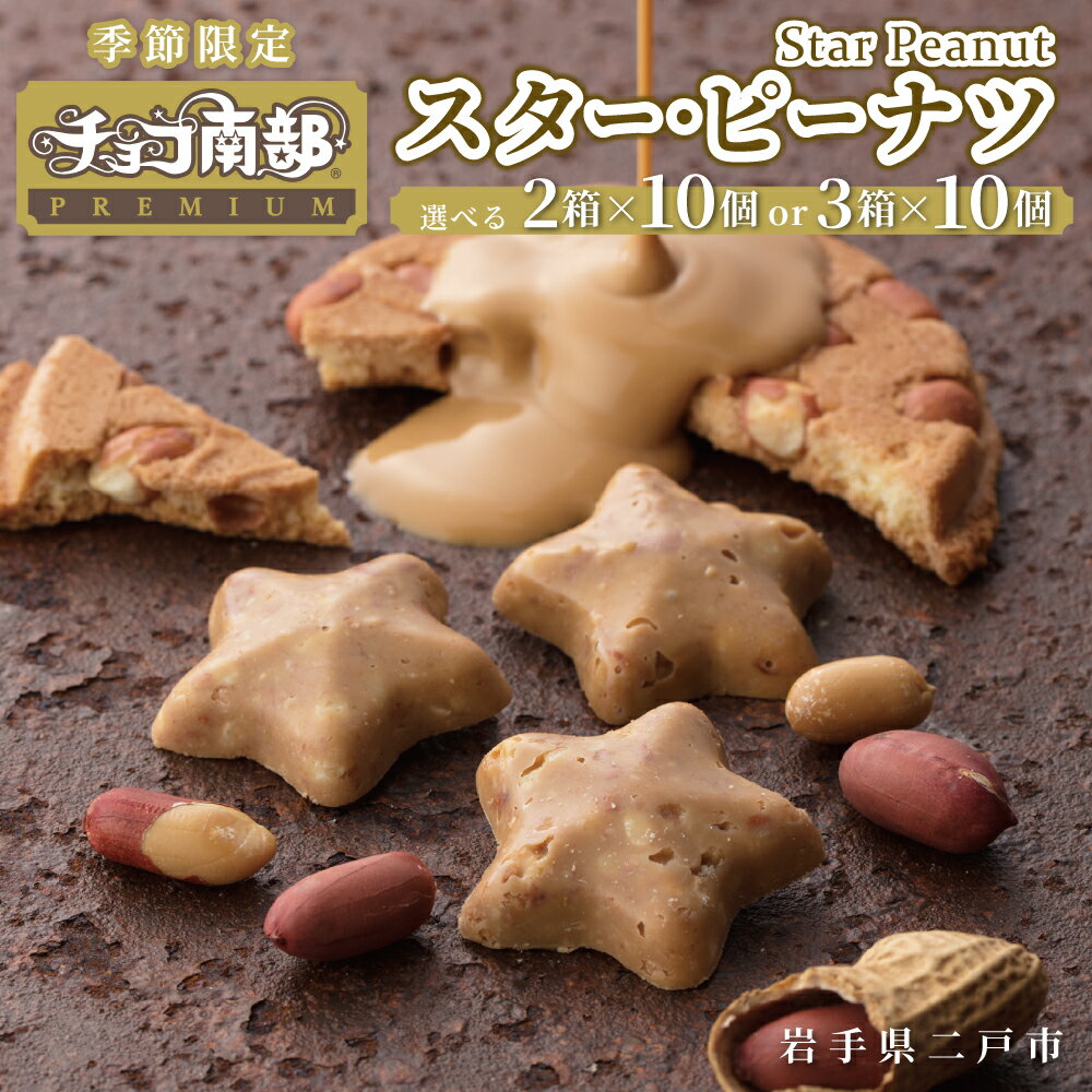 【ふるさと納税】＜選べる内容量＞【季節限定】チョコ南部PREMIUM Star Peanut（スターピーナツ） 計20個（10個×2箱） / 計30個（10個×3箱） チョコレート 南部せんべい 煎餅 お菓子 おやつ スイーツ 岩手県 二戸市 送料無料