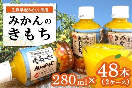 みかんのきもち 280ml×48本(計2ケース)【JA みかんジュース さがみかん 果汁100％ 美味しい コク 飲みきり 280ml】 B5-F012020