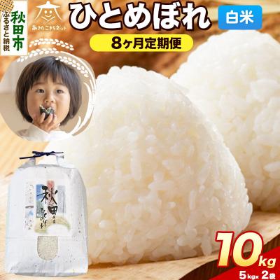 ふるさと納税 秋田市 《新米受付 定期便8ヶ月》ひとめぼれ 10kg(5kg×2)白米|15_akn-gg1008hs