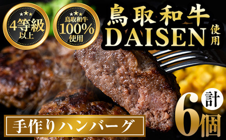 鳥取和牛DAISENハンバーグ(計6個) 国産 鳥取県産 大山 手作り 牛肉 和牛 お肉 肉 惣菜 お取り寄せ ギフト プレゼント【sm-AO001】【大幸】