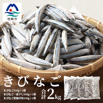 枕崎産 きびなご【合計2kg】冷凍 一夜干し 唐揚げ用 詰め合わせ A3−110【配送不可地域：離島】【1166367】