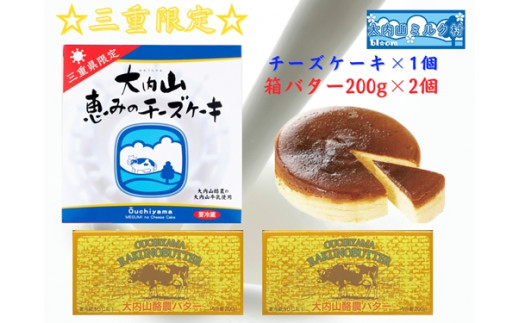 
（冷凍） 恵みのチーズケーキ と 箱バター セット ／ 大内山ミルク村 ふるさと納税 バター チーズケーキ 乳製品 デザート スイーツ 大紀ブランド 三重県 大紀町
