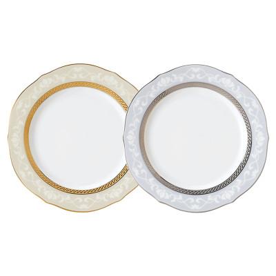 ふるさと納税 みよし市 ノリタケ【ハンプシャーゴールド&amp;プラチナ】23cmアクセントプレートペア(色変り)
