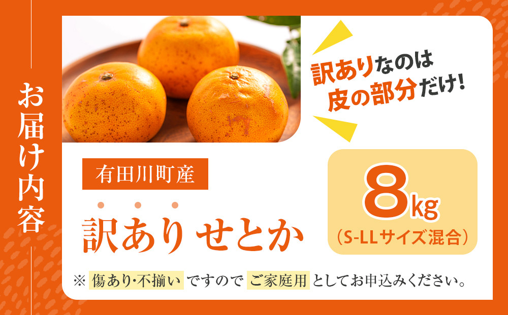 せとか ＜別名-みかんの大トロ＞ 和歌山県有田川町産 オレンジ 家庭用 8kg