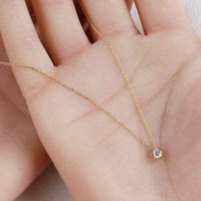 ふるさと納税 大津市 【ラボグロウンダイヤモンドネックレス】0.2ct 6本たてづめ K18イエローゴールド 長さ40cm |  | 02