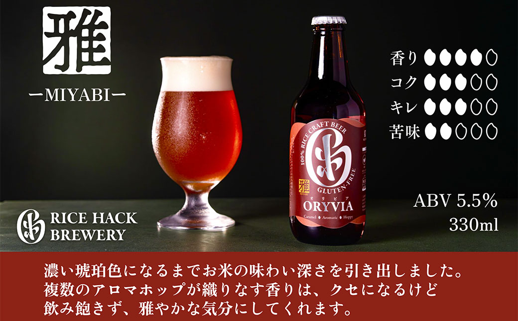 お米100％新時代クラフトビール 「ORYVIA（オリビア）」 「雅」、「爽」、「凛」 3香味 12本セット クラフトビール ビール グルテンフリー お酒 飲み比べ セット 冷蔵 三重県 桑名市 送料