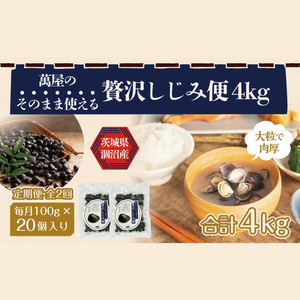 【2ヶ月定期便】涸沼産冷凍しじみ中粒２kg（100g×20p）【シジミ 中粒しじみ 産地直送 砂抜き済み 砂抜き 小分け包装 味噌汁 みそ汁 茨城県】（CA-9）